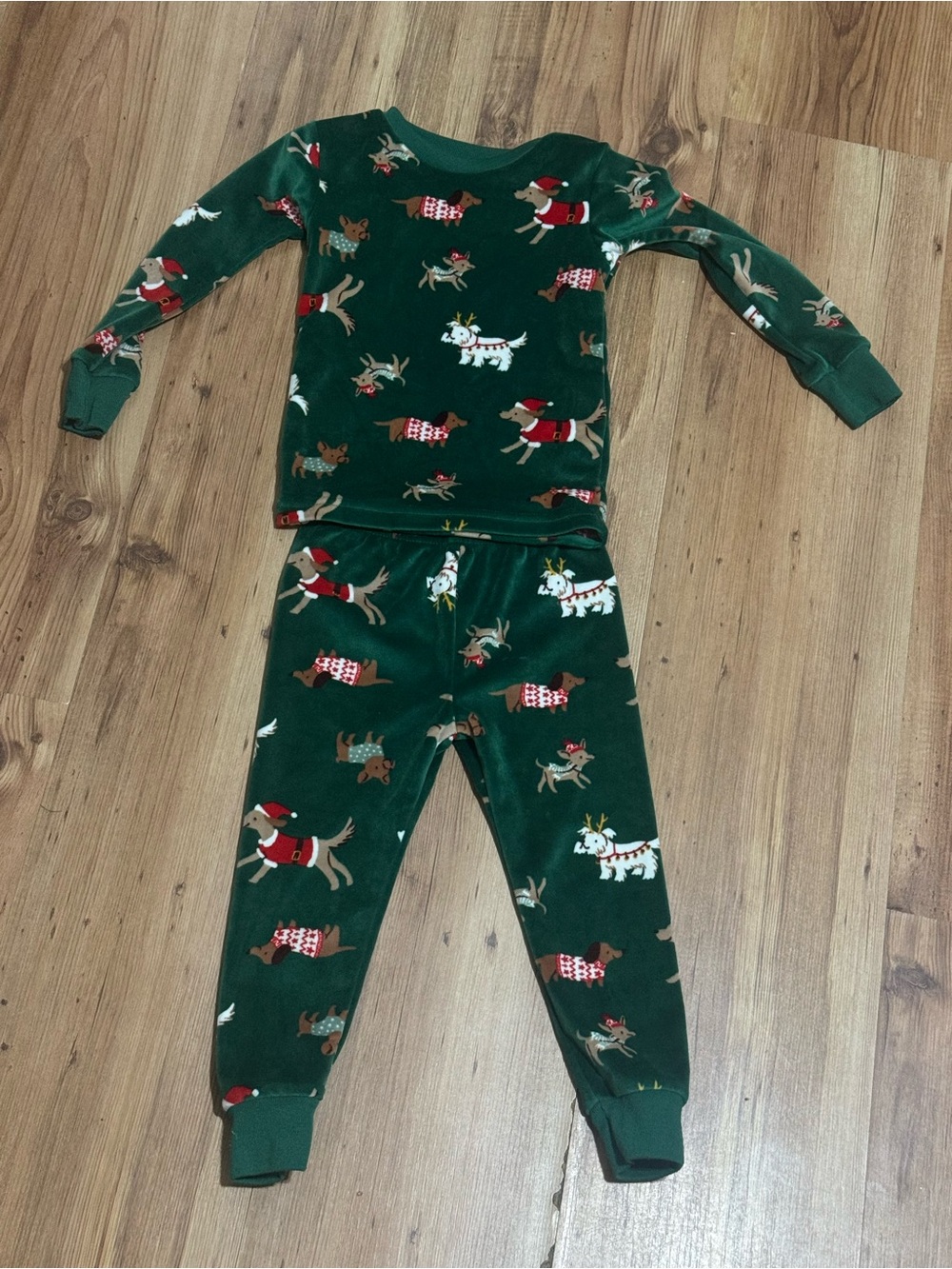 Carter's Christmas Dark Green Reindeer Print Pajama Set